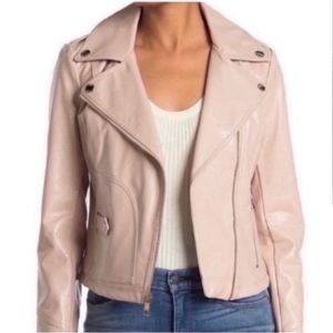 GUESS Blush Pink Faux Leather Moro Jacket